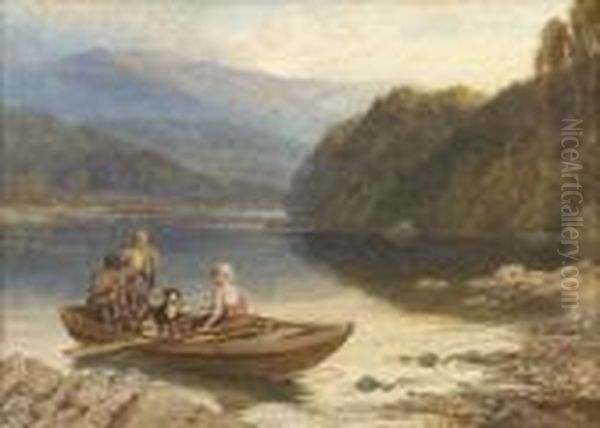 A Highland Ferry Near Pitlochry Oil Painting by Myles Birket Foster