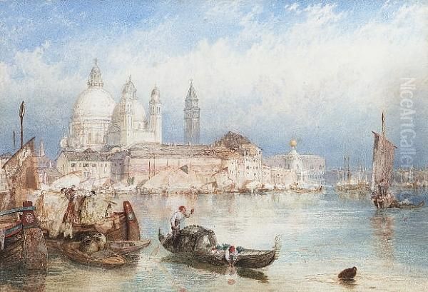 Santa Maria Della Salute From The Giudecca Oil Painting by Myles Birket Foster