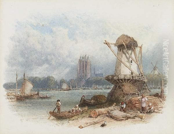 Dordrecht Oil Painting by Myles Birket Foster