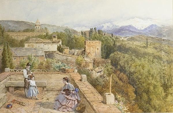 The Alhambra With Sierra Nevada Beyond, Grenada, Spain Oil Painting by Myles Birket Foster