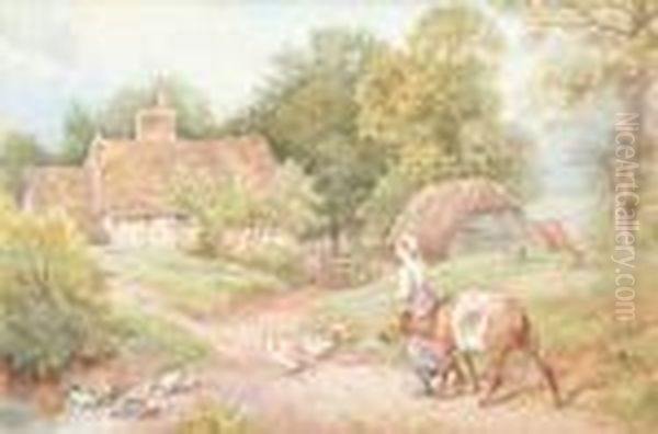 Returning To The Farm Oil Painting by Myles Birket Foster