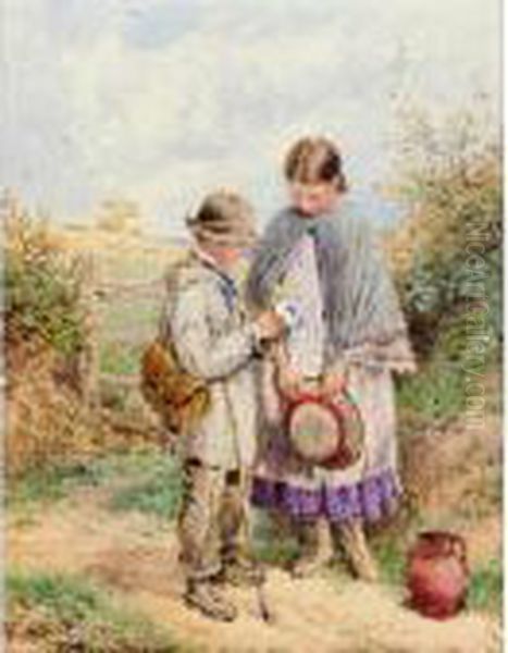 The Posy Oil Painting by Myles Birket Foster