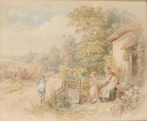 Cottage Scenes Oil Painting by Myles Birket Foster