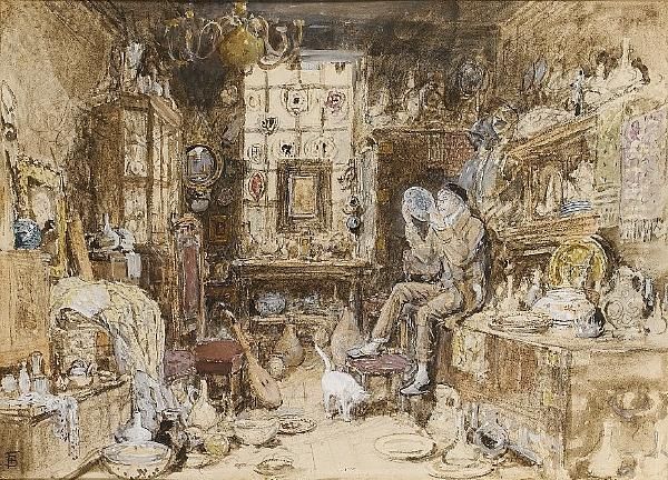 The Old Curiosity Shop Oil Painting by Myles Birket Foster