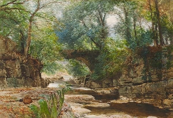 The Fishing Pool Oil Painting by Myles Birket Foster