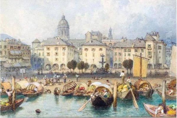 Como Oil Painting by Myles Birket Foster