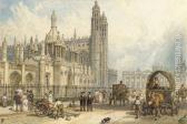 King's College, Cambridge Oil Painting by Myles Birket Foster