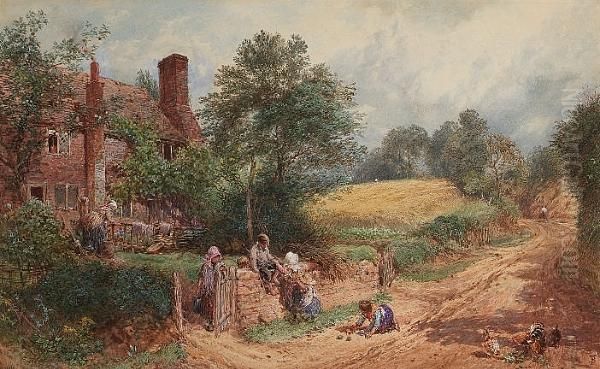 A Cottage In Surrey Oil Painting by Myles Birket Foster