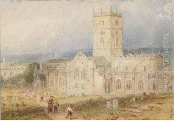 St. Davids, South Wales Oil Painting by Myles Birket Foster