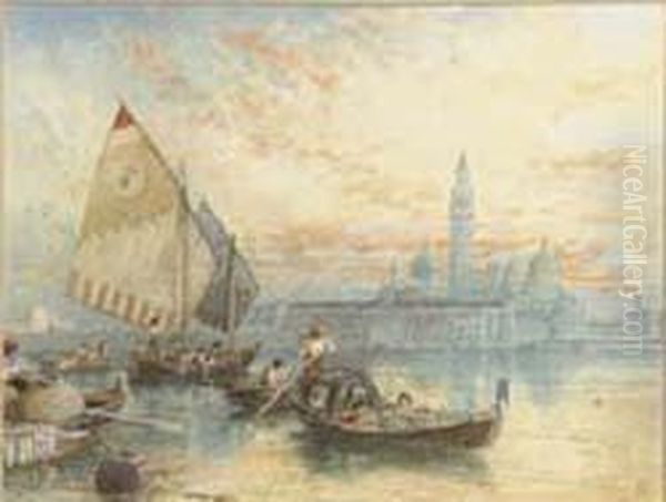 San Georgio And San Salute, Venice Oil Painting by Myles Birket Foster