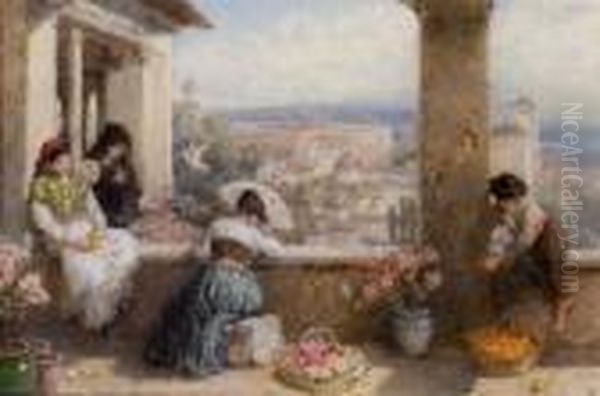 Alhambra Oil Painting by Myles Birket Foster