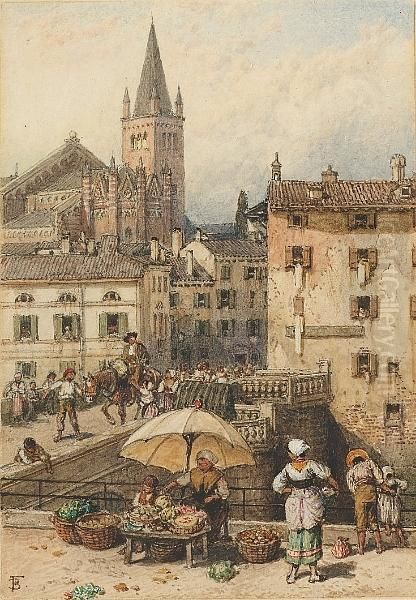 The Flower Seller Oil Painting by Myles Birket Foster