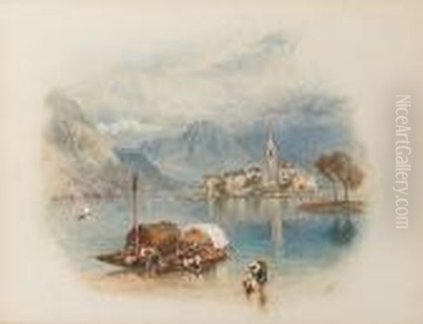 Isola Pescatori, Lago Maggiore Oil Painting by Myles Birket Foster