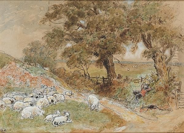 The Sleeping Shepherd Oil Painting by Myles Birket Foster