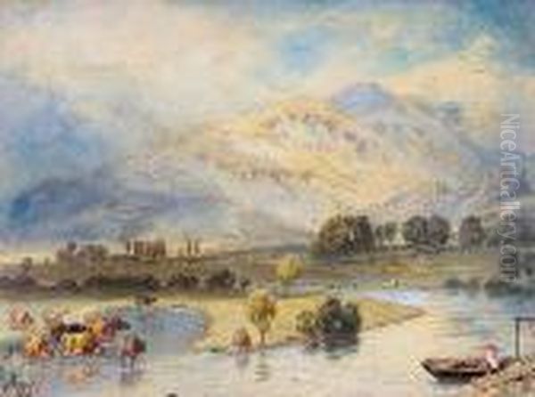 Cattle Oil Painting by Myles Birket Foster