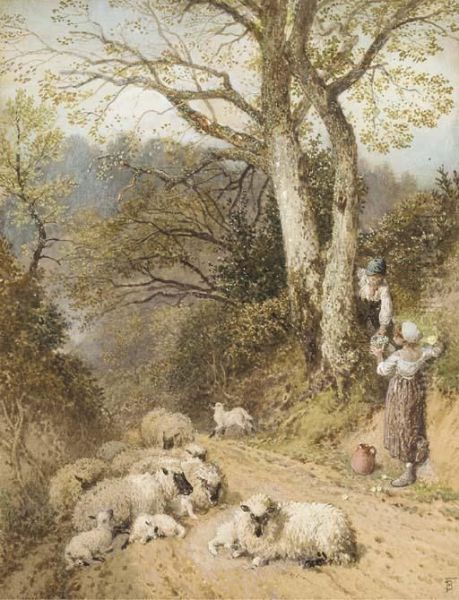 Springtime Oil Painting by Myles Birket Foster