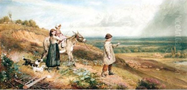 The Donkey Ride Oil Painting by Myles Birket Foster