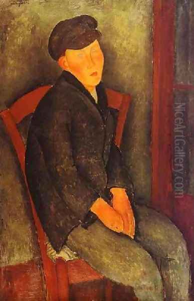 Seated Boy With Cap Oil Painting by Amedeo Modigliani