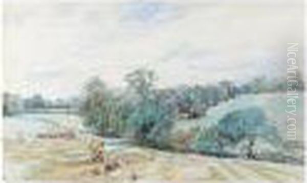 Hampstead Fields Oil Painting by Myles Birket Foster