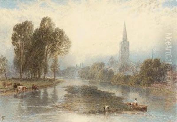 A Collection Of Views Along The 
Thames Comprising: Chelsea, Bray,maidenhead, Cookham, Wallingford, 
Abingdon And Streatly Oil Painting by Myles Birket Foster