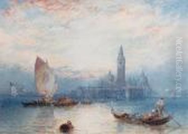 St Mark's, Venice, From The Lagoon Oil Painting by Myles Birket Foster