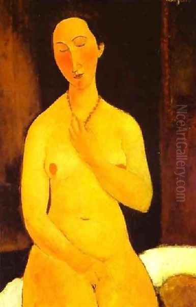 Seated Nude With Necklace Oil Painting by Amedeo Modigliani