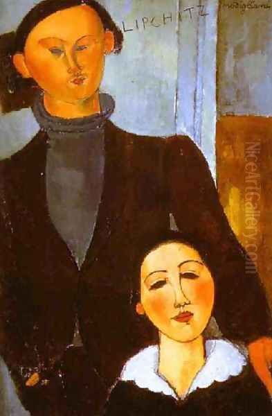 The Sculptor Jacques Lipchitz And His Wife Berthe Lipchitz Oil Painting by Amedeo Modigliani