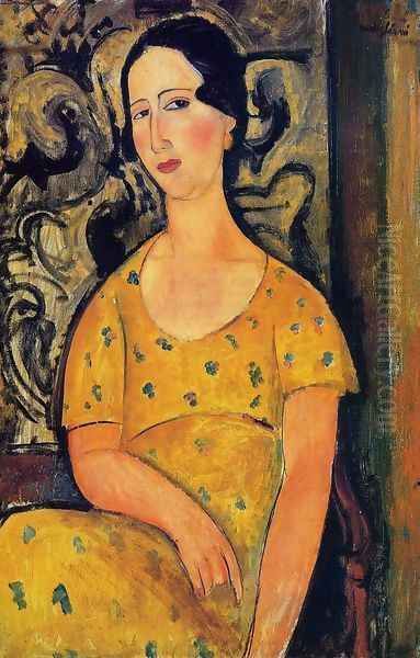 Young Woman in a Yellow Dress Oil Painting by Amedeo Modigliani