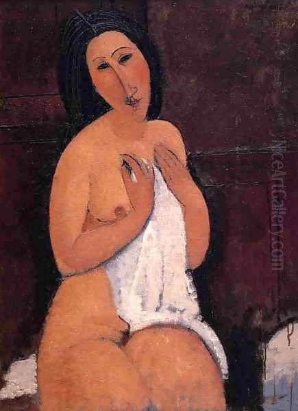 Seated Nude with Shift Oil Painting by Amedeo Modigliani