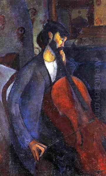 The Cellist I Oil Painting by Amedeo Modigliani