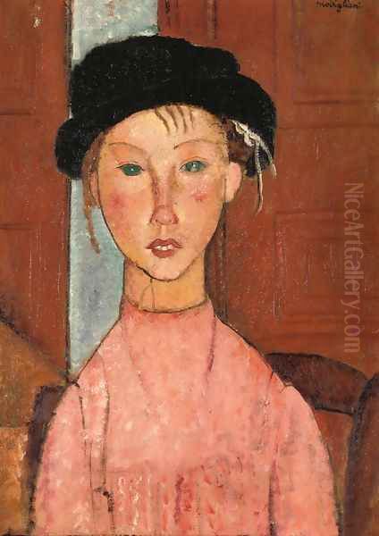 Young Girl in Beret Oil Painting by Amedeo Modigliani