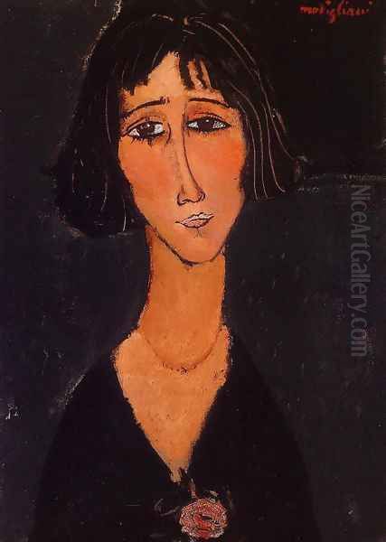 Young Girl Wearing a Rose Oil Painting by Amedeo Modigliani