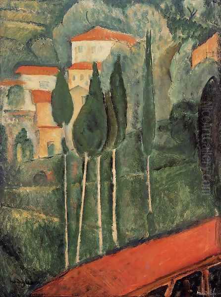 Landscape, Southern France Oil Painting by Amedeo Modigliani