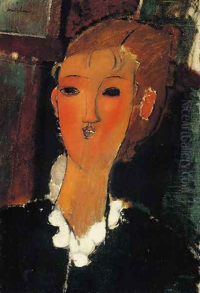 Young Woman with a Small Ruff Oil Painting by Amedeo Modigliani