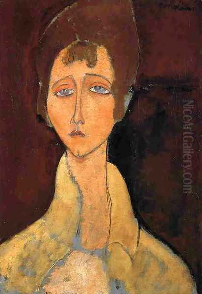 Woman in White Coat Oil Painting by Amedeo Modigliani