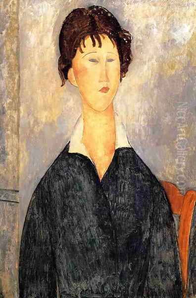 Portrait of a Woman with a White Collar Oil Painting by Amedeo Modigliani