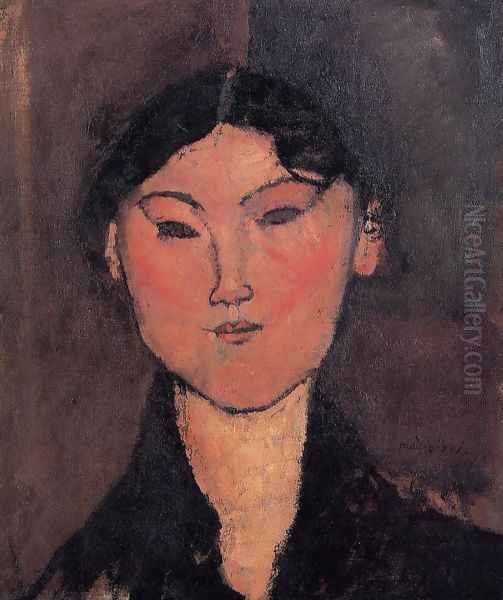 Woman's Head Oil Painting by Amedeo Modigliani