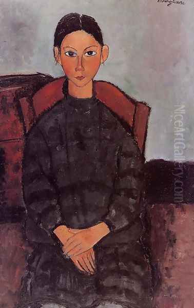 Young Girl in a Black Apron Oil Painting by Amedeo Modigliani