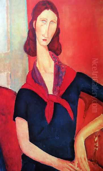 Jeanne Hebuterne in a Scarf 2 Oil Painting by Amedeo Modigliani