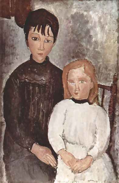 Two girls Oil Painting by Amedeo Modigliani