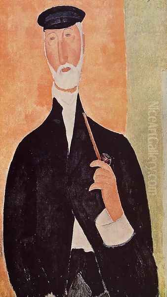 Man with a Pipe (aka The Man from Nice) Oil Painting by Amedeo Modigliani