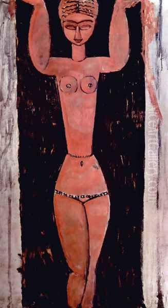 Standing Karyatide Oil Painting by Amedeo Modigliani