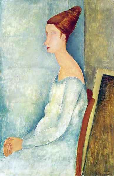 Portrait of Jeanne Hebuterne Seated in Profile Oil Painting by Amedeo Modigliani