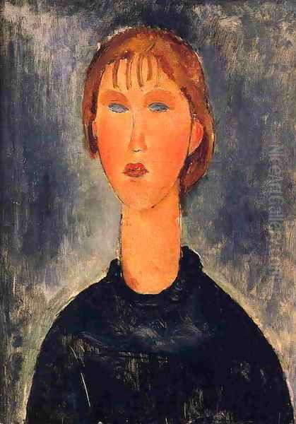 Bust Length Portrait of Blonde Girl 1919 Oil Painting by Amedeo Modigliani