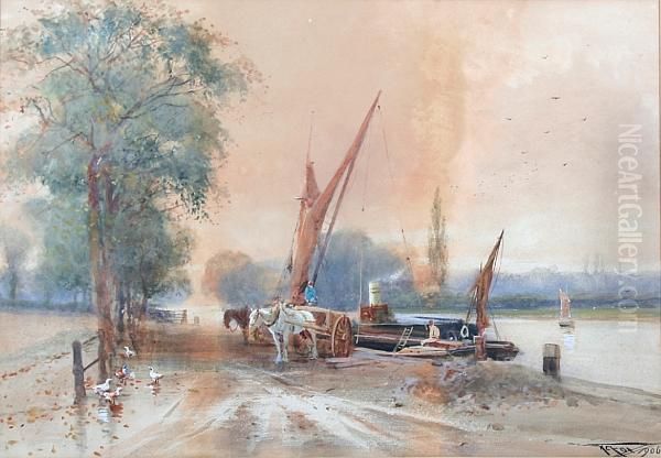 Loading The Barge Oil Painting by Henry Charles Fox