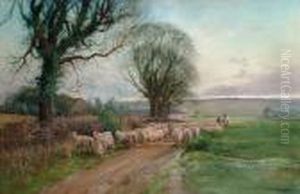 Landscape With Sheep Oil Painting by Henry Charles Fox