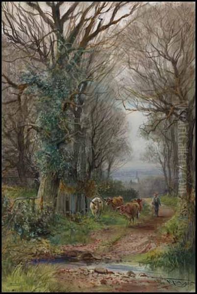 Returning From The Meadows Oil Painting by Henry Charles Fox