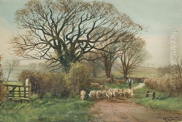 Returning To The Fold Oil Painting by Henry Charles Fox