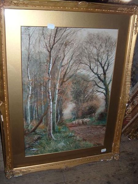 An Old Lane Insussex Oil Painting by Henry Charles Fox