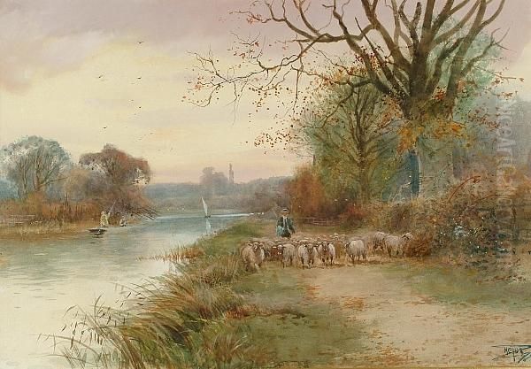 By The Thames Oil Painting by Henry Charles Fox